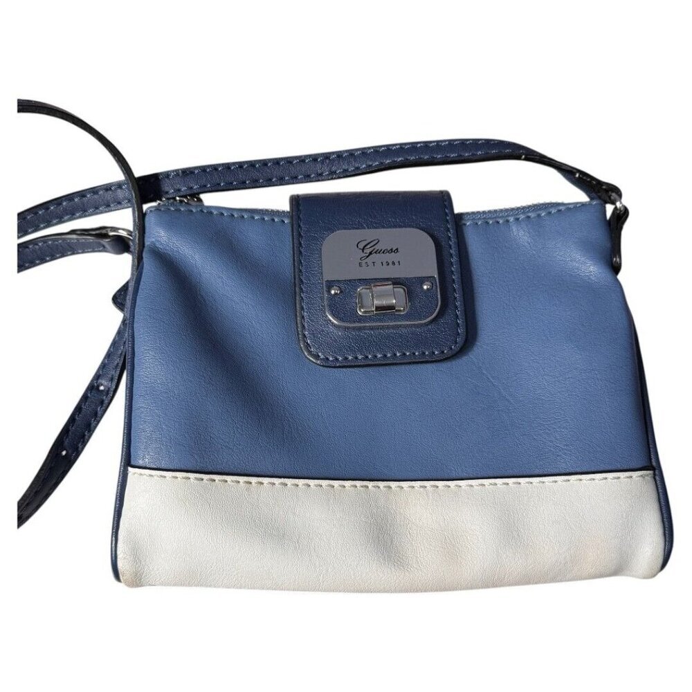 Guess double zip cross body bag blue